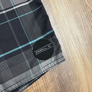 O'Neill Black and Teal Plaid Men Shorts
